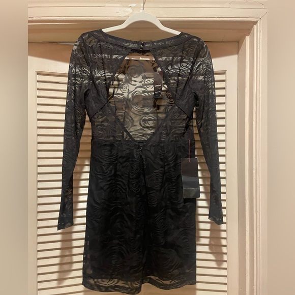 Vintage Deadstock with tags y2k lace Bebe floral mini dress with open back XS - Picture 3 of 8